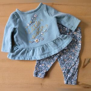 Carter’s Mint “Happy Mama” Top & Floral Leggings Set 0–3M